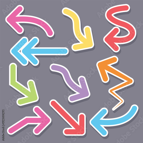 Set of colorful arrow stickers