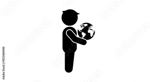 Person holding a globe with care and responsibility in a simple illustration byo (137)