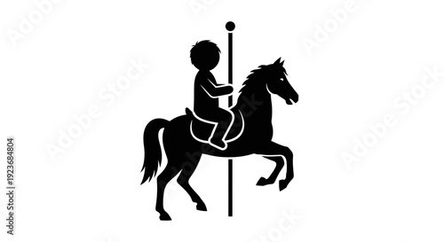 A child rides a horse on a carousel at an amusement park byo 177