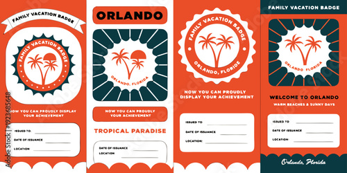USA Family Vacation Badge SVG Set – United States Orlando Trip Cards, US Travel Badge Banner & Flyer Designs, U.S. Family Holiday Emblem Vector Pack for Crafts & Printables