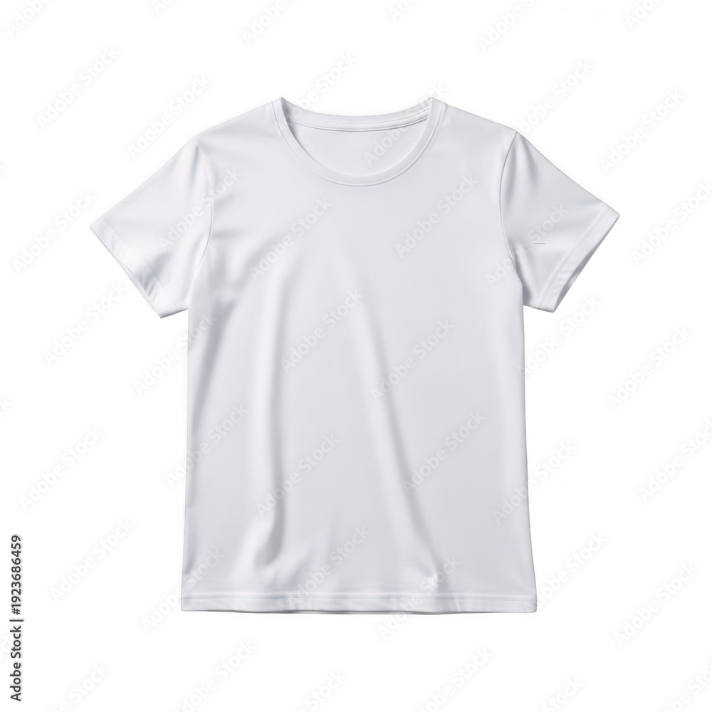 Naklejka premium Simple white t-shirt with classic crew neck isolated on transparent background