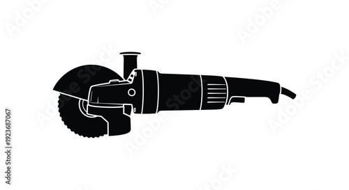 Black silhouette of an angle grinder tool side view illustration