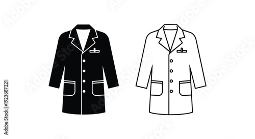 Black and white lab coats depicted in a simple graphic illustration
