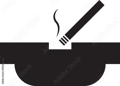 Smoking area sign with cigarette and ashtray icon