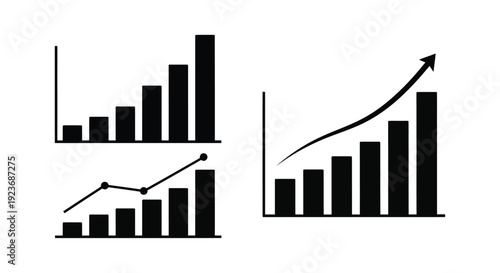 Two sets of bar and line graphs depicting growth and positive trends