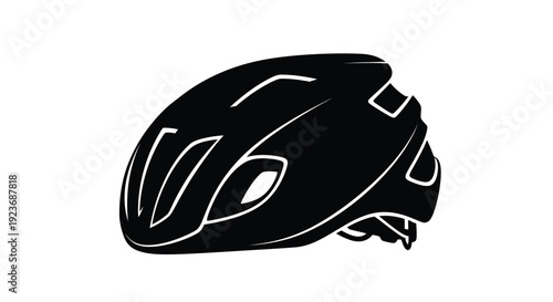 Black silhouette of a modern cycling helmet with ventilation holes