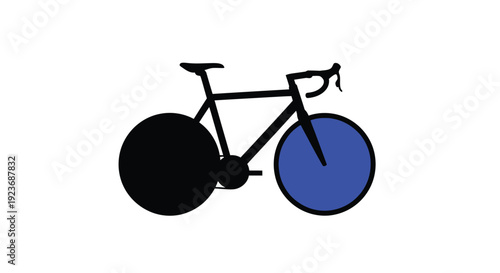 Simple illustration of a bicycle with a black and blue color scheme