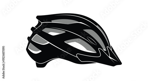 A sleek black and gray cycling helmet isolated on a white background