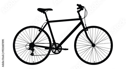 Silhouette of a hybrid bicycle against a white background