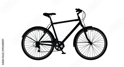 Silhouette of a classic bicycle with visible wheels and frame details