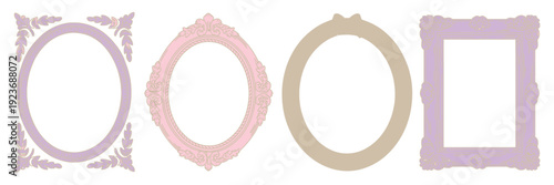 Vintage Doodle Frames Set – Hand Drawn Whimsical Border Shapes, Antique Cartoon Picture Decoration, Ornamental Geometric Abstract Mirror Design