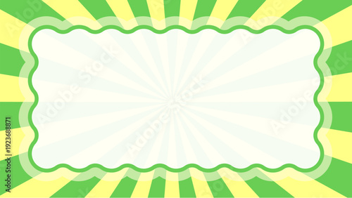 集中線　もこもこフレーム　黄色×緑