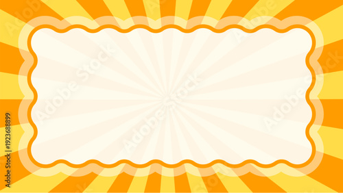 集中線　もこもこフレーム　黄色×オレンジ