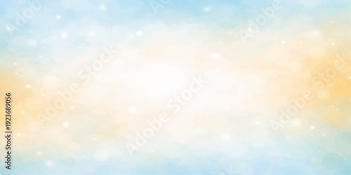 Abstract colorful blue background featuring soft bokeh light and bright summer clouds in a beautiful sunny sky