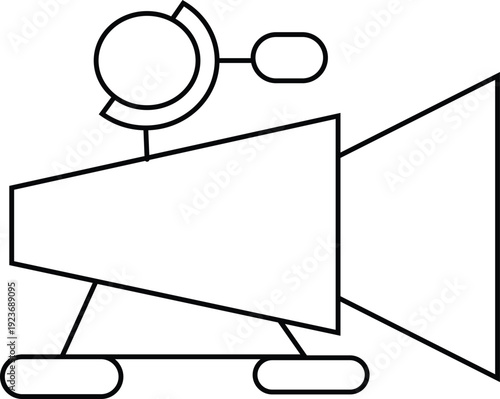 Black and white cartoon movie camera