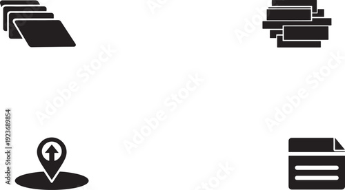 Black and white icon of a location pin with an upward pointing arrow