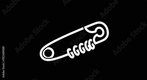 Simple line art of a safety pin with five loops on its shaft