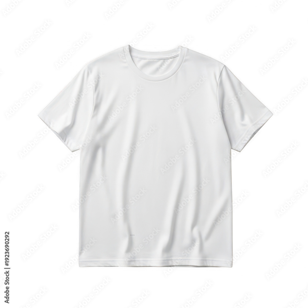 Fototapeta premium Simple white crew neck t-shirt on plain background isolated on transparent background