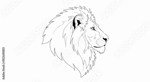 Outline of a lion's head facing right with detailed mane