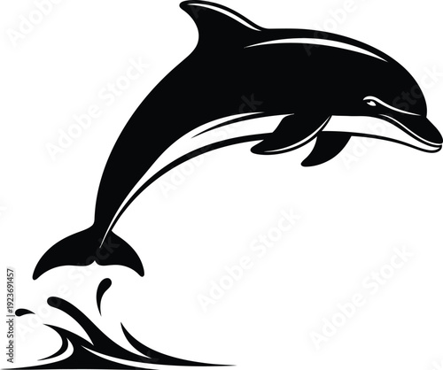 Black dolphin vector icon