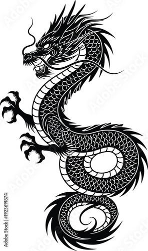 Wallpaper Mural Black dragon vector illustration Torontodigital.ca