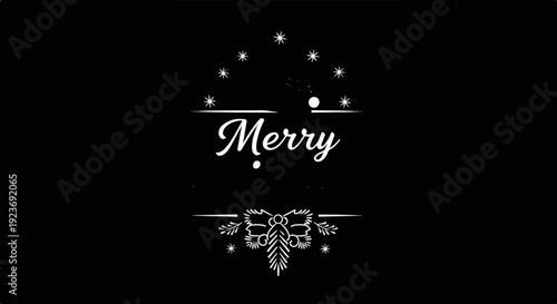 Minimalist white Christmas greeting with snowflakes and festive bow