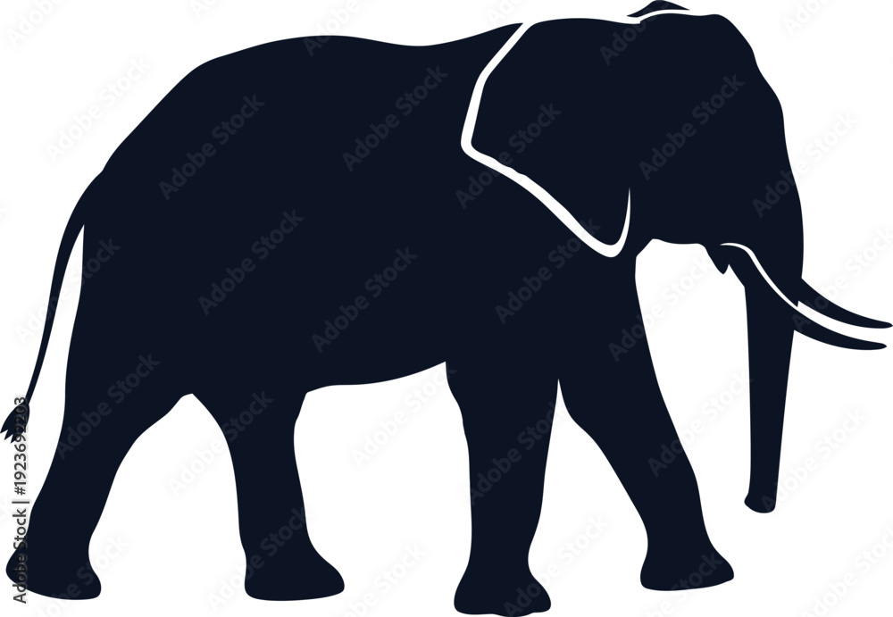 Fototapeta premium Black elephant vector silhouette