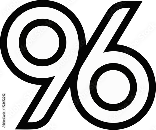 Modern abstract graphic design featuring stylized numbers ninety and six