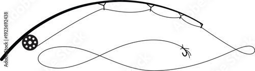 Fishing rod Icon vector design isolated on transparent background.