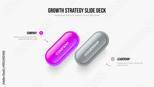 Professional Analysis Two Element Diagram Presentation Design. Visual Launch 2 Option Infographic Slideshow Template. Advertising Introduction Frame Layout Vector Illustration.
