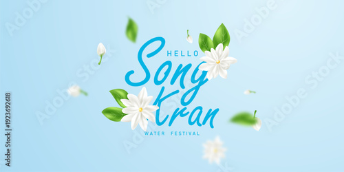 Thai Songkran Festival banner featuring festive celebrations for the traditional Thai New Year. Vector poster.