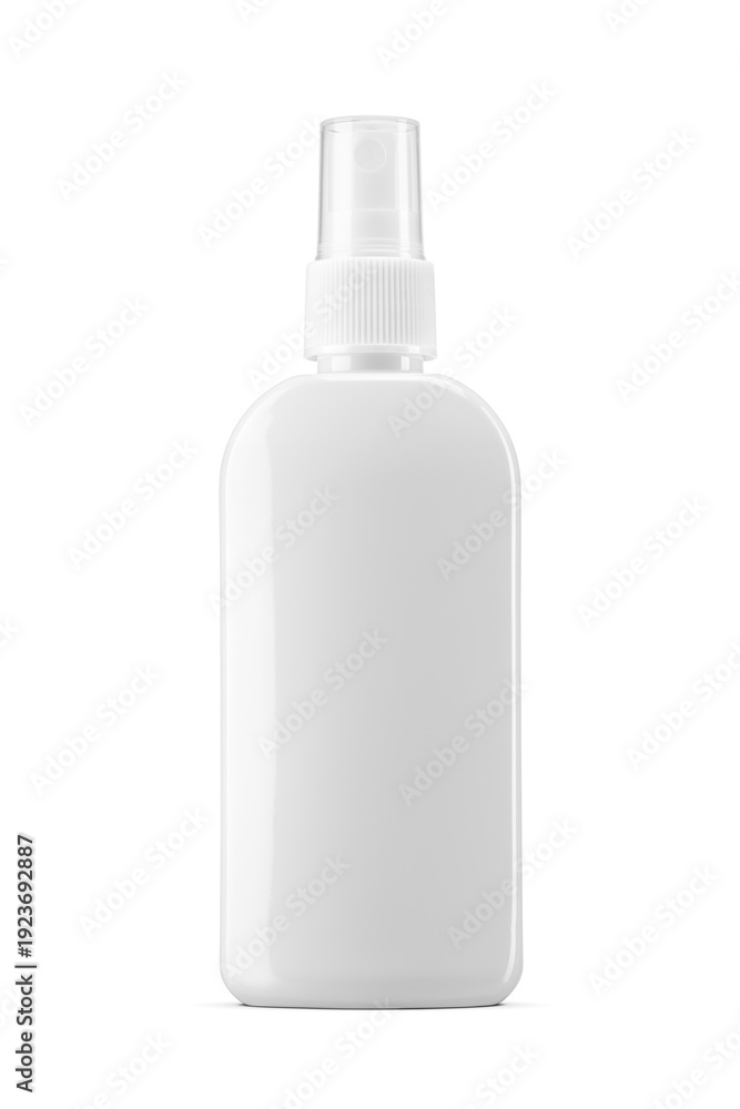 Fototapeta premium Square plastic spray bottle for detergents, beauty products and skincare packaging isolated. Transparent PNG image.