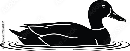 Black duck swimming icon