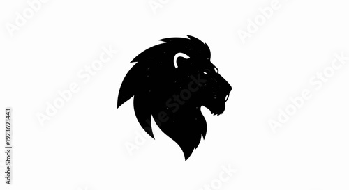 Silhouette of a roaring lion's head with a textured mane