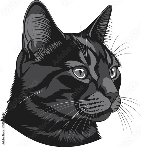 Black cat head vector illustration