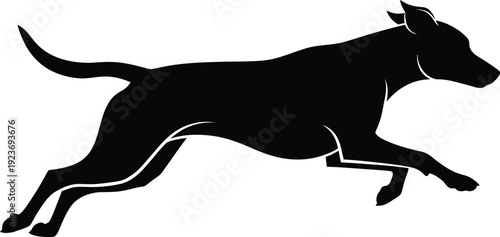 Black dog running vector silhouette