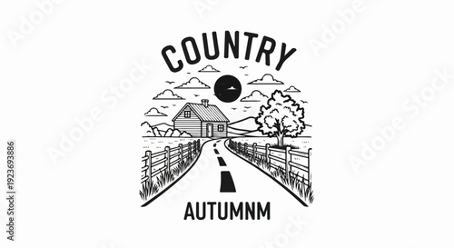 Rustic country road leads to a cabin under a dark moonlit sky