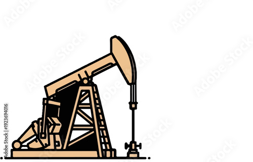 Simplified illustration of an oil pump jack with a tall, angled beam