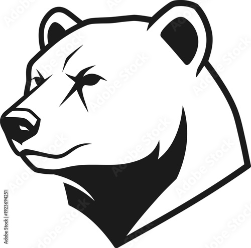 Black and white polar bear head vector illustration