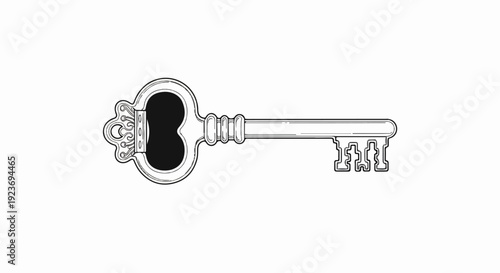 Ornate antique skeleton key with decorative bow and intricate bit