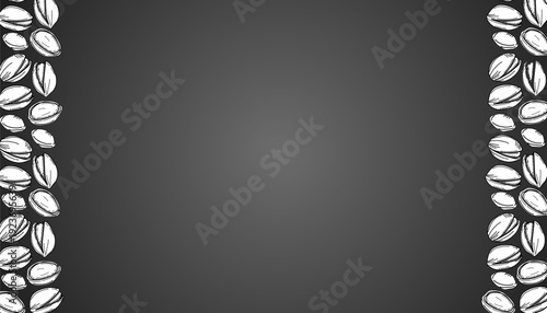 Pistachio nut background pattern hand drawn line art style for packaging. Frame Nuts outline hand drawn background texture.