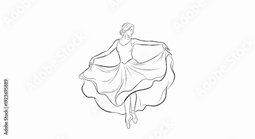 Sketch of a graceful ballerina in a flowing tutu