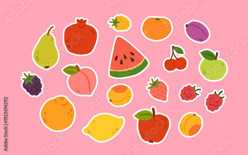 A colorful assortment of fruits including watermelon, apples, oranges, and berries. Concept of abundance and freshness, with the various fruits