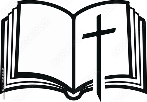 Open book with a cross superimposed on the right page