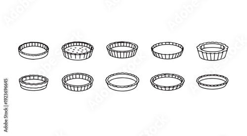 Collection of Assorted Tart Pans, Baking Molds, and Pastry Rings on White Background