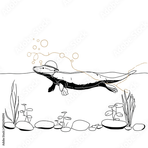 Explorer Platypus Swimming in Calm Creek