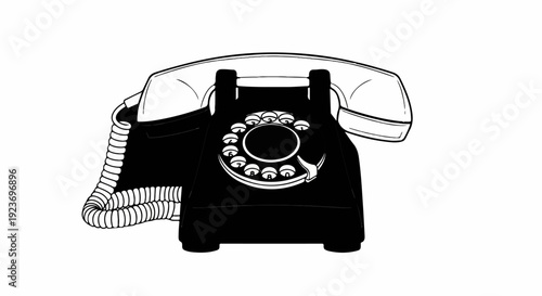 Retro rotary dial telephone with coiled cord