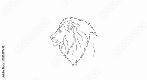 Profile sketch of a majestic lion with a flowing mane