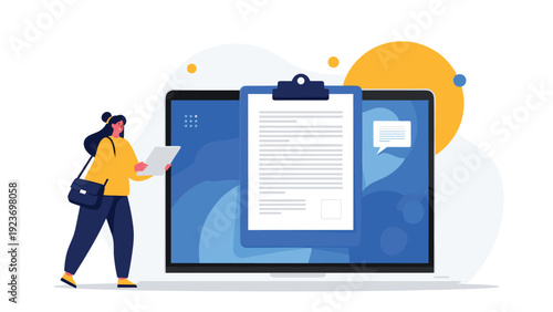 Business planning and time management concept featuring a professional woman managing tasks, deadlines, and targets with a calendar and clock.