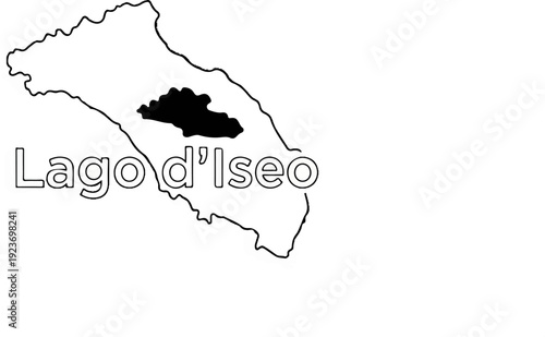Outline map of Lago d'Iseo with a black filled island